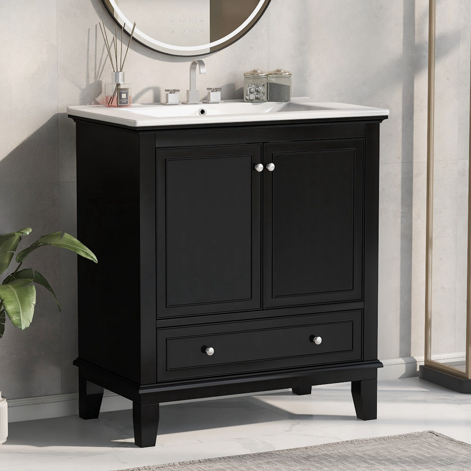 AOOLIVE 30" W x 18.3" D x 34.05" H Single Bathroom Vanity & Reviews ...